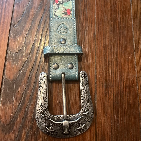 Ariat Crusier Skull belt blue pink removable buckle large - Picture 5 of 9